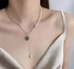 【新品】ネックレス　淡水パール　ハート　ステンレス　金属アレルギー対応