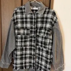 ZARA チェック柄デニムジャケット M