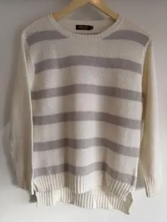 カラーボーダーニット トップス デコイ レディース サイズＭ　ホワイト/グレー