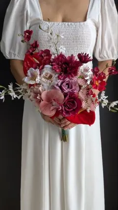 アーティフィシャルフラワー　ウエディングブーケ　クラッチブーケ　前撮り