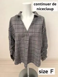 レディース ナイスクラップ トップス シャツ ブラウス チェック 長袖 Vネック