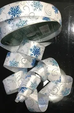 【ワイヤーエッジリボン】 ・スノーフレイクB② ・幅3.8㌢・2m