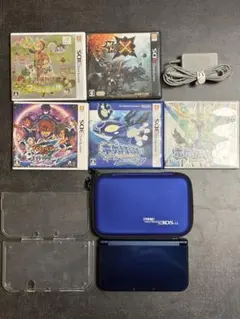 New Nintendo 3DS LL 青 充電器・ソフト5本付き
