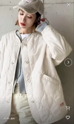 java ノーカラー オーバーサイズ キルティング コート