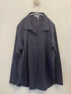 PLST ネイビー 長袖シャツ バックプリーツ