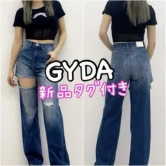 新品 GYDA ハイウエストSIDE RIPPEDストレート ワイドデニムのサムネイル