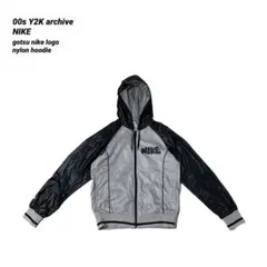 00s NIKE ナイキ ゴツナイキ ロゴ ツートン ナイロンパーカー 袖刺繍
