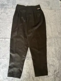 ヴィンテージ 2タック スラックス テーパードパンツ ブラック 古着 メンズ