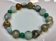 目標達成寿山石仕事運幸運ラリマー勝負運アマゾナイトのブレスレット 16cm新品