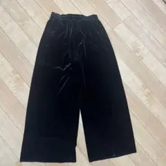 LOWRYS FARM ベロア ワイドパンツ ブラック レディース
