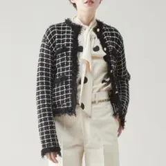 美品 マルティニーク 近年モデル ツイードニットカーディガン 黒 ジャケット