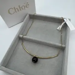 【箱付き】Chloe ストーン付きネックレス　ゴールド　保管袋