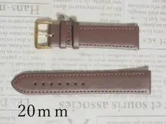 幅２０ｍｍ 茶 腕時計ベルト　金色尾錠