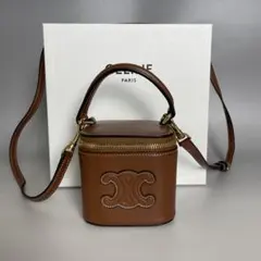 CELINE 極美品 茶 2way トリオンフ バニティ レザー ハンドバッグのサムネイル