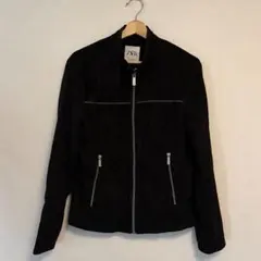 希少ZARA ザラ シングルライダース スエード調 ブルゾン S ブラック