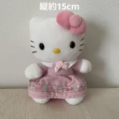 헬로 키티 봉제 인형 핑크 꽃무늬 드레스 산리오 레트로