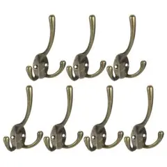 壁掛けフック 7個セット 亜鉛合金製 三本爪レトロ