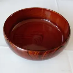 木製赤褐色丸型ボウル
