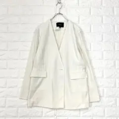 ロートレアモン/40/白/ノーカラージャケット/バックスリット/薄手/春夏秋