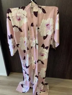 ピンク地 牡丹柄 浴衣 単品