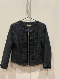 ネイビー ノーカラージャケット