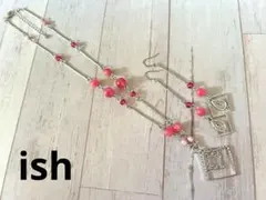 【A077】ishAAインカローズ・メタルチャームネックレス＆ピアス