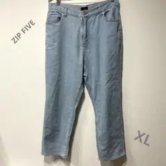 ZIP FIVE クロップドデニム ブルー ストレートライトブルー XL