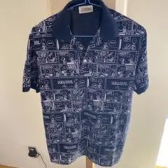PEANUTS コミック柄 ポロシャツ ネイビー