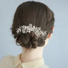 フラワー リーフ コーム ヘッドドレス★ゴールド★ボンネ ヘアアクセサリー