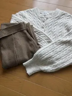 snidel スカート　NICE CLAUP ケーブルニットカーディガン