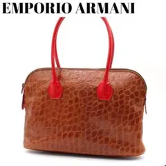【美品】EMPORIO ARMANI ハンドバッグ クロコ型押し ヴィンテージ