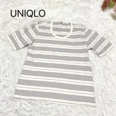 s2748【ユニクロ】半袖 カットソー Tシャツ ボーダー カジュアル ホワイト