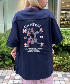 美品☆CANDY STRIPPER 配色襟 CANDY TOKYO シャツ