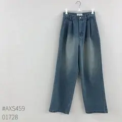 【美品】MONO-MART　レディースデニムワイドパンツ　ライトブルー　サイズM
