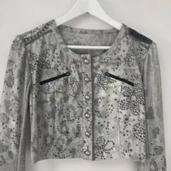 美品！センソユニコ　NERO 大人可愛いプリント生地 クロップドジャケット