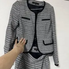 Reflect ノーカラージャケット ツイード調 9号　セットアップ　M スーツ