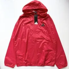 新品adidas アディダスフード付ウインドブレーカー軽量ナイロンジャケット赤