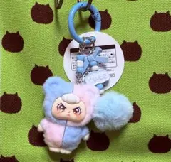 BABYTHREE ぷくっとアングリーフェイス キーホルダー スカイブルー