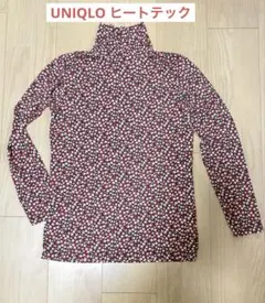 【ほぼ未使用】ユニクロ　ヒートテック　花柄 タートルネック 長袖　 レッド系