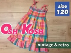 【希少】 オシュコシュガール　B'gosh レトロチェックワンピース 120のサムネイル