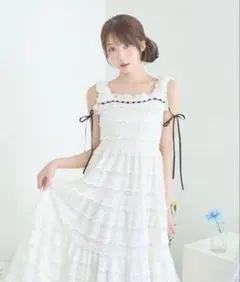 Cut sew lace dressロゼミューズ ワンピ ホワイト - メルカリ