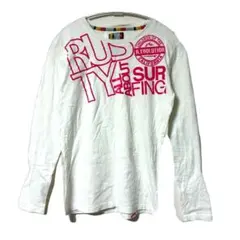 RUSTY ラスティ 長袖Tシャツ ロンT ホワイト ピンクロゴ サイズLのサムネイル