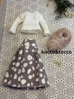 No.4041 ハンドメイド22cmドール服 3点セット（ピアス付き）