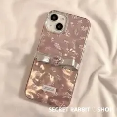 韓国♡乙女可愛いキラキラピンク水紋リボン iPhoneケース カバーキュート新品