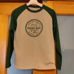 mont-bell ラグラン長袖Tシャツ 150サイズ緑／ベージュ