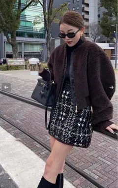 【美品】sheller★ウールチェックツイードジャケットコート sheller チェックジャケットコート