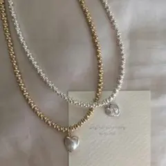 1粒ケシパールハート poko beads necklace
