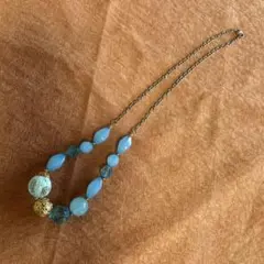 青系ビーズネックレス