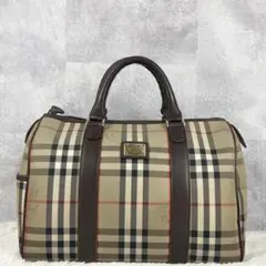 美品 BURBERRY キャンバス トートバッグ ノバチェック 茶 ボストン