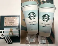 限定スタバ＋ジェラピケ リユーザブルカップ ベアキャップ カード 2種6点セット